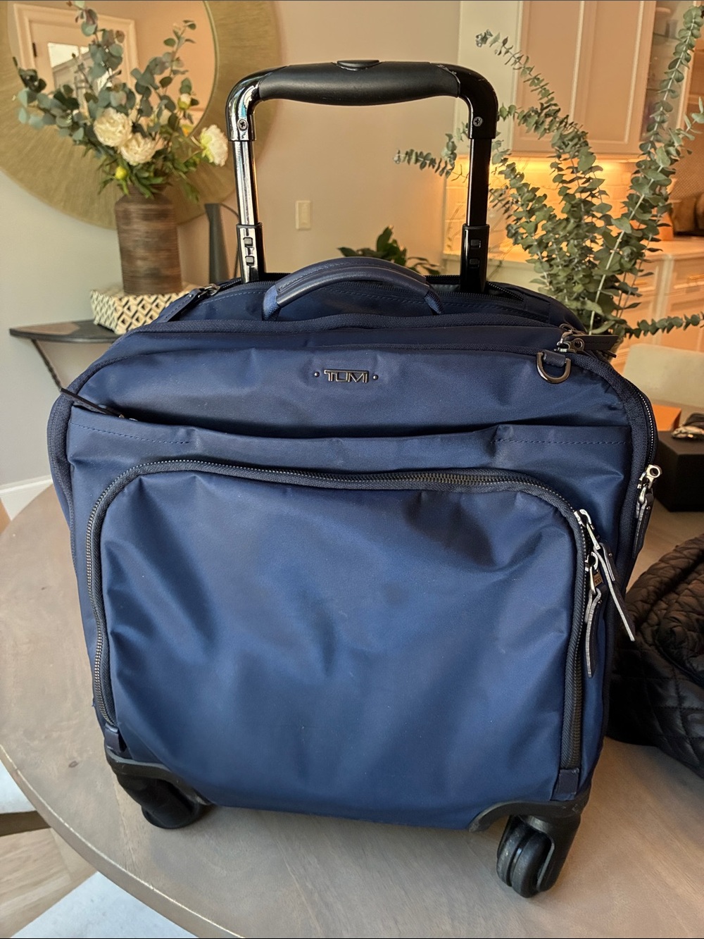 Tumi Navy Rolling Briefcase with Telescoping Handle